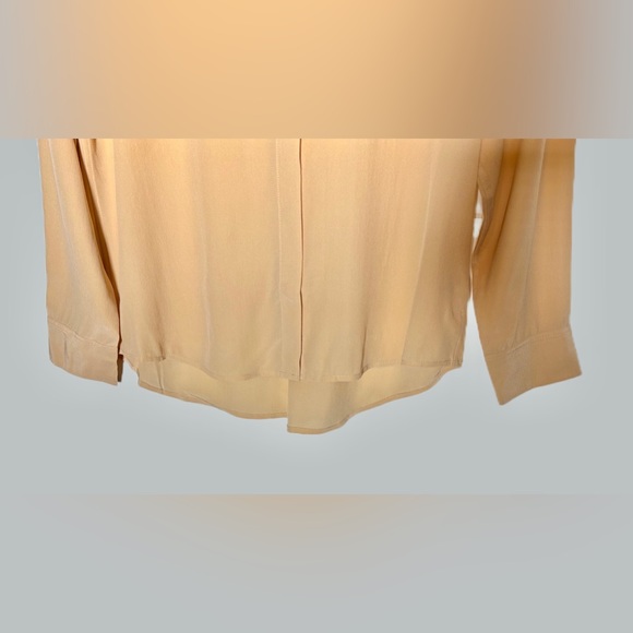 NEW Everlane 100% Silk Hidden-Button Peachy Tan Long-Sleeved Career Blouse, S - Picture 9 of 16